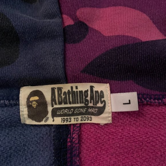 Bape Split Shark Hoodie Blue/Purple Camo - Picture 4 of 12